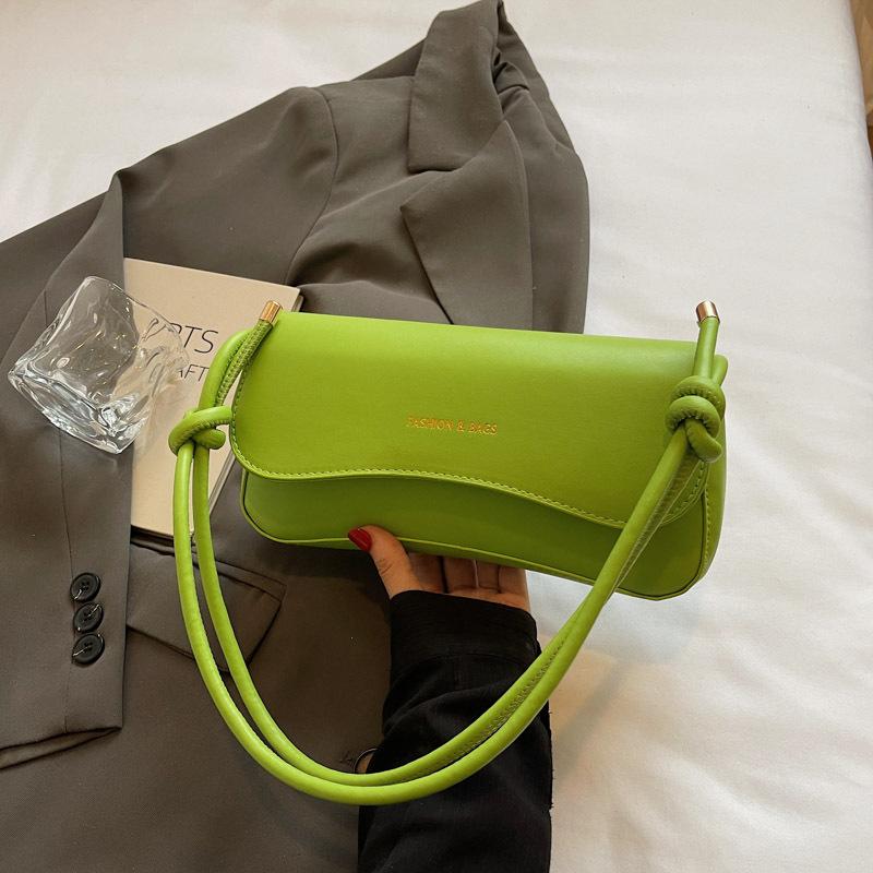 Solid color bag women's new niche design trendy brand baguette bag retro shoulder underarm bag simple small square bag