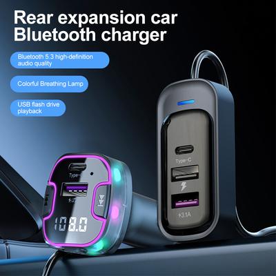 Freisprecheinrichtung fürs Auto Bluetooth 5.3 FM-Transmitter Car Kit MP3-Modulator-Player Freisprech-Audioempfänger mit 5-in-1-Schnellladekabel
