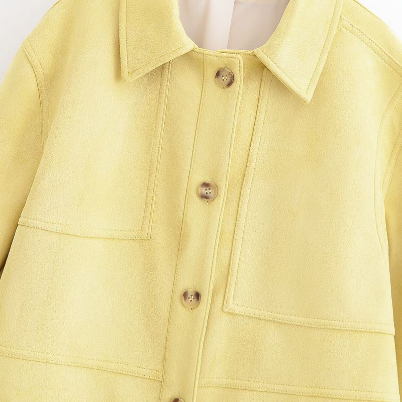 Kaslead New Women Clothes Western Style Fashion Simple Straight Suede Outerwear 4341744