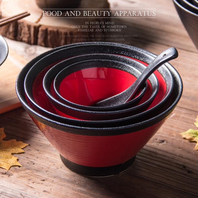 Cheap Japanese Style Ceramic Ramen Noodle Bowls Disposable Food Grade Dinnerware Bowl Set