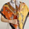 Silk-Feel 90x90 Women's Korean Style Spring/Summer Versatile Printed Square Scarf
