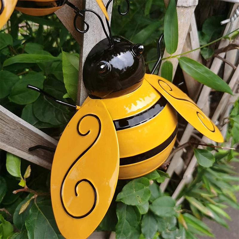 4pcs Metal Bumble Bee Wall Decor 3d Iron Bee Art Sculpture Wall Decor Metal Wall Art For Outdoor