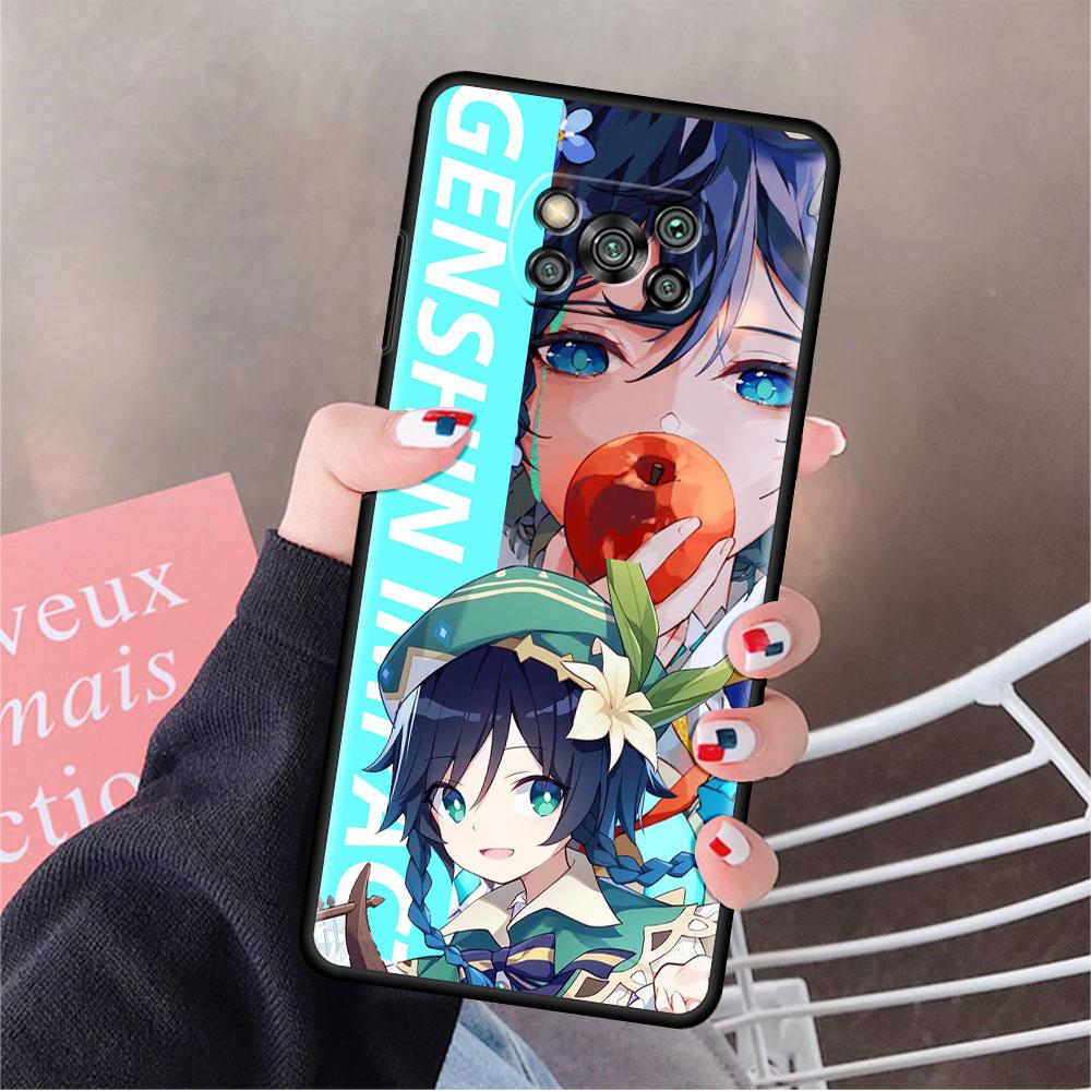 Genshin Impact Game Phone Case For Xiaomi Mi Poco X3 NFC X4 M4 M3 Pro F1 F4 F3 GT C40 11T 11 Lite 5G Fundas Black Cover
