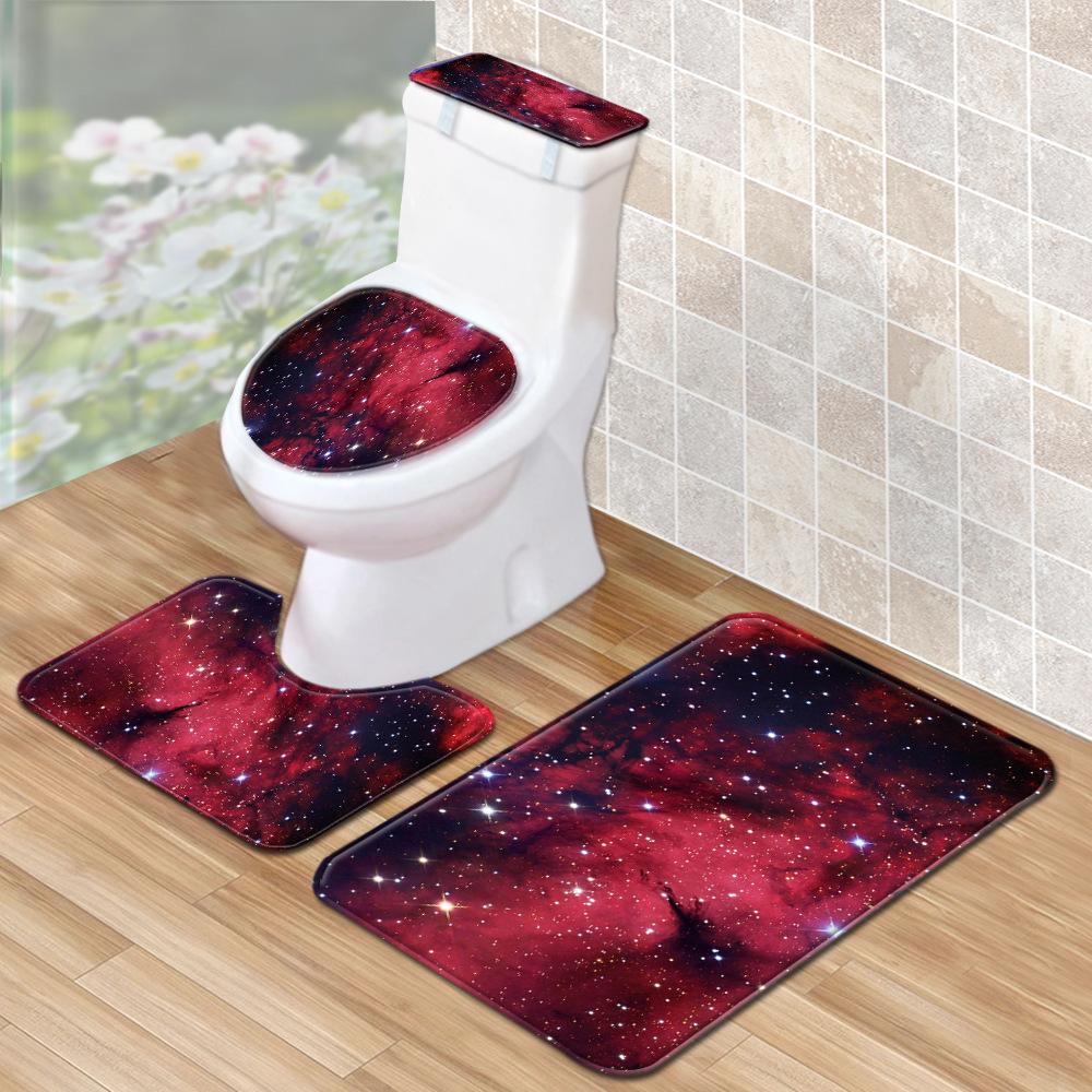 Star Bathroom Shower Curtain Floor Mat Household Toilet Three-Piece Set Suction Pad Water Tank Cover Cover