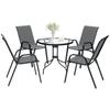 Five-Piece Steel Patio Set, with Glass-Top Table - Dark Grey