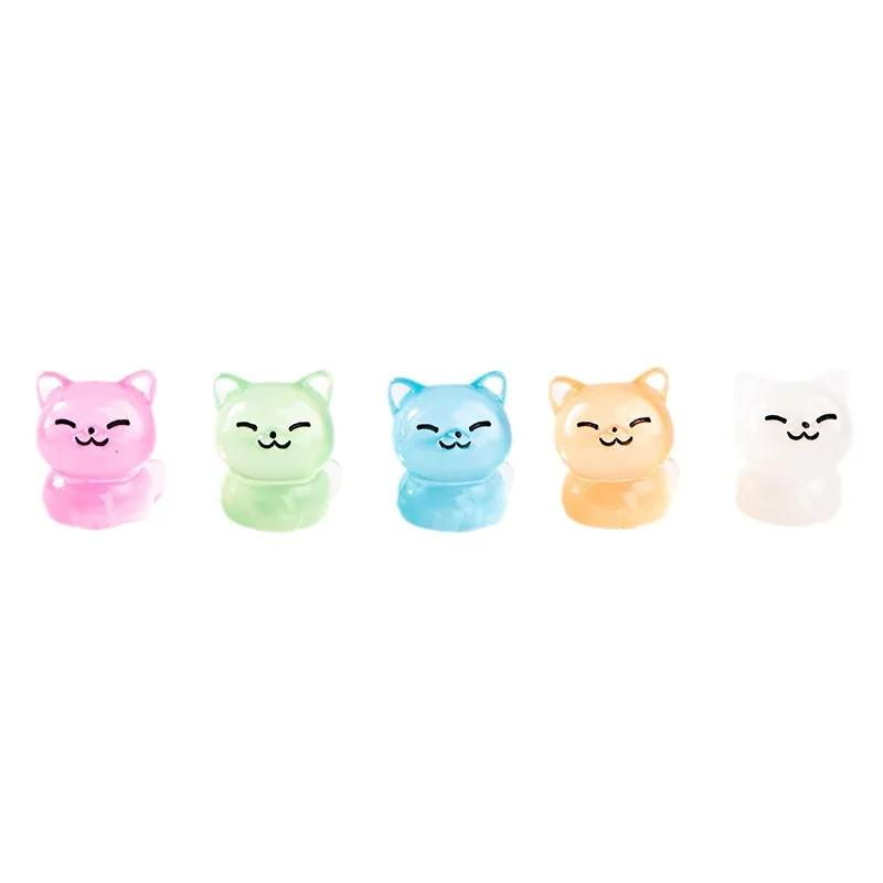 5/10/15-Piece Mini Lucky Cat Set Glow-in-the-Dark Edition Dollhouse Accessories Luminous Cat Home Desktop Decor