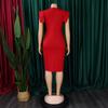 Women's Fashion Summer Spring Solid Color Print Short Sleeve O-Neck High Waist Casual Dresses