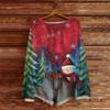 Women's Casual Fashion Round Neck Top Christmas Print Long Sleeve Knit Pullover