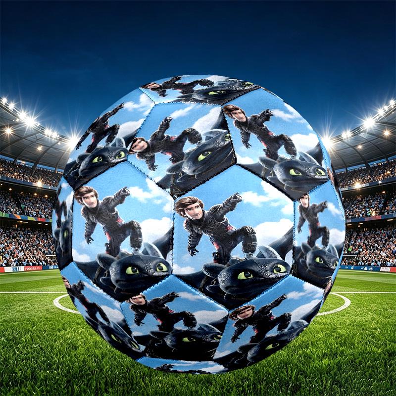 How to Train Your Dragon Print Size 5 Soccer Ball, PU Wear Resistant Football for Match Training and Daily Practice, Birthday Gift for Soccer Fans