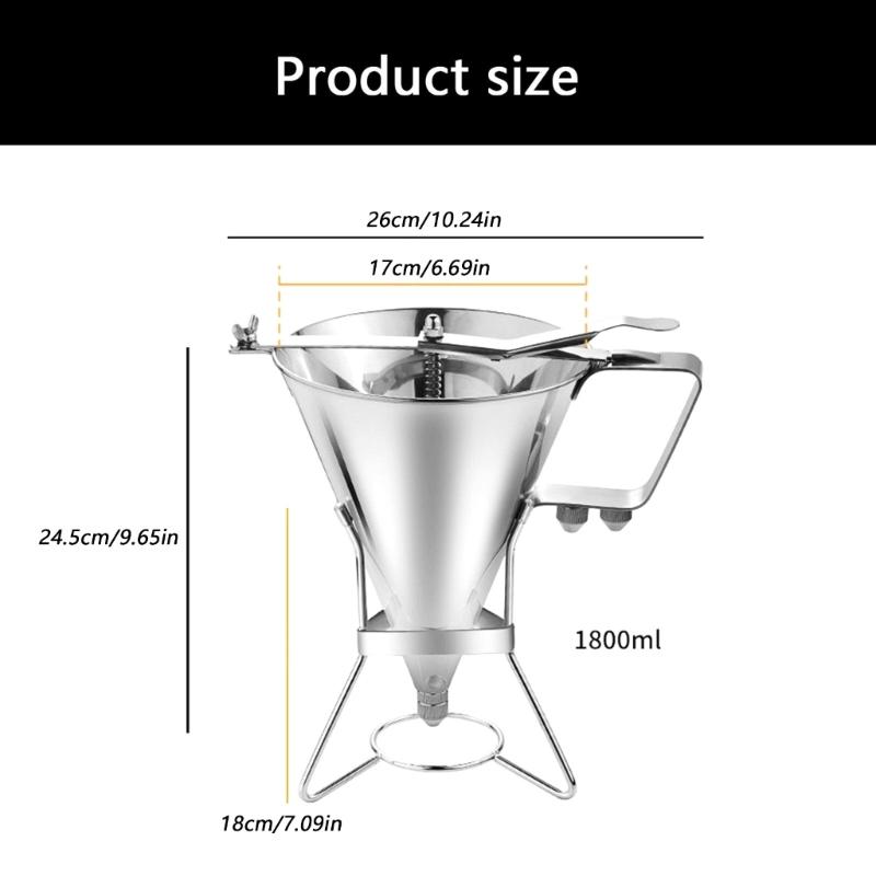 Stainless Steel Confectionery Funnel Dispenser with Precisions Nozzles for Chocolate,Sauces,Batter,and Pastry Work