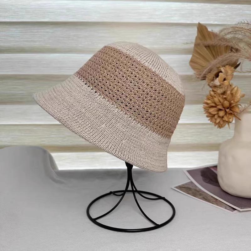 Small Bucket Hat Showing Off The Face  New Imitation Mink Velvet Contrast Color Knitted Fisherman Hat for Women