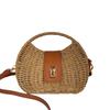 Single-shoulder Bag Fashionable Frame Knitted Hand Paper Rope Simple Curved Leather Buckle Handle Small Round Female