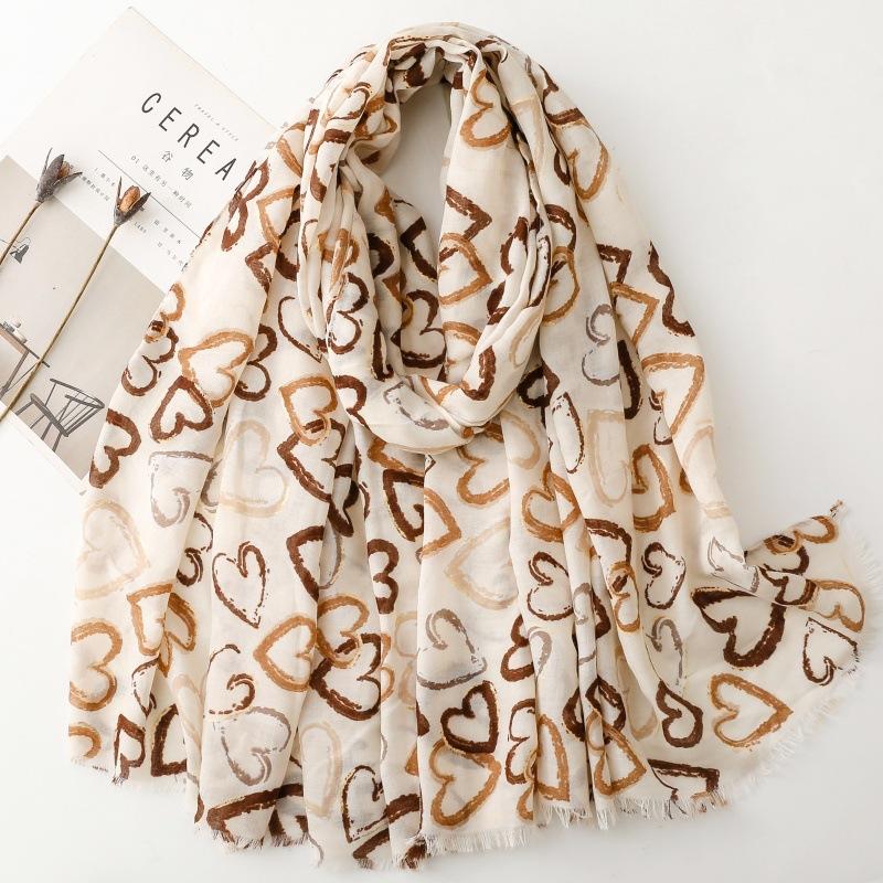 

Pink Heart Women Viscose Scarf Summer Beach Shawl Cotton Linen Feeling Tassel Pashmina Muslim Hijab Wrap Lady 88x180cm