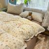New Floral Jacquard Lace Cotton Duvet Cover Set - Four Pieces with Textured Embroidery