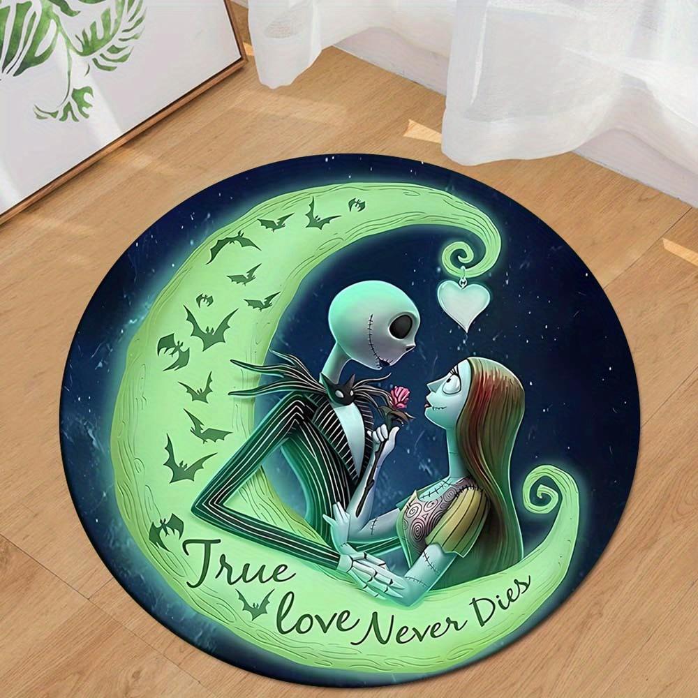 

1pc The Nightmare Before Christmas Round Area Rug , Playroom Bedroom Living Room Indoor Decor Rug , Perfect for Leisure Areas , Bedside , Cl 80cm/31.5in