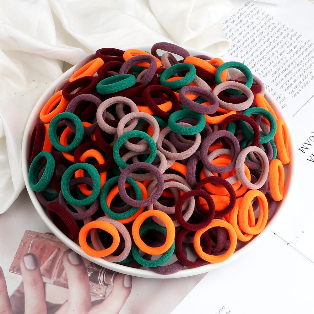 50/100PCS Hair Bands For Kids Baby Girls 3cm High Elastic Mixed Colors Headband Scrunchies Headwear Hair Accessories Gift Holder