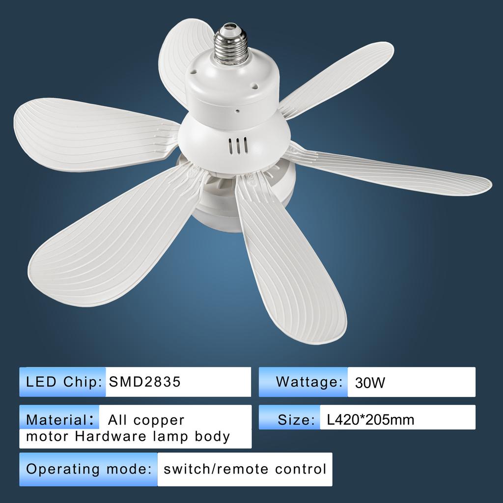 Dimmable 6 Blades Remote Control Retractable Fan with Light Modern Ceiling Fan Lights Celling Fan with Led Light
