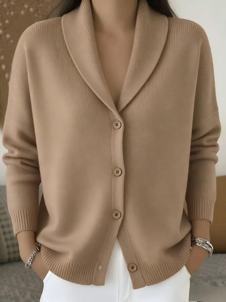 European & American Button Knit Lapel Sweater Cardigan - Autumn/Winter New Style, Solid Color (In Stock).