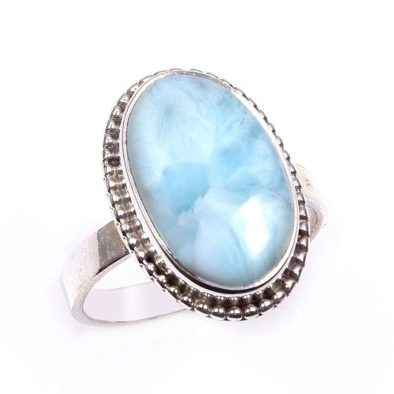 Natural Republic Larimar Gemstone 925 Solid Sterling Silver Gift Ring S.9 G2y34