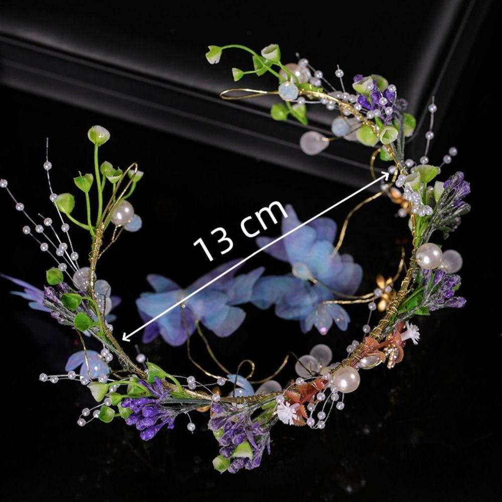Butterfly Pearl Headpiece Imitation Pearl Girl Crown Flower Child Crown Kid Hair Hoop  Daily Wear