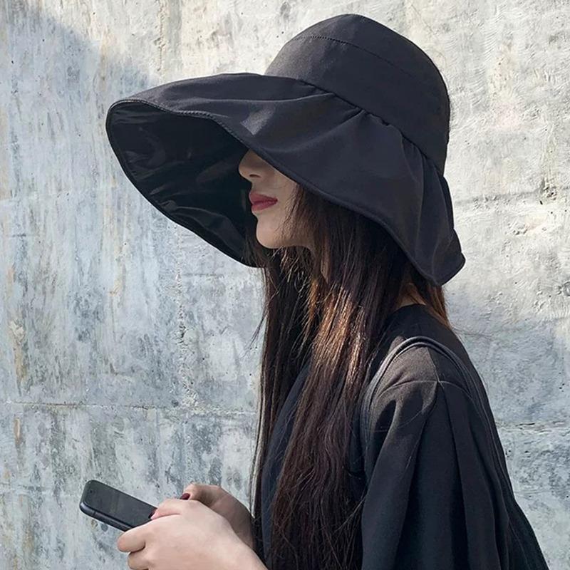 Summer Empty Top Wide Brim Sun Hat For Women Anti Uv Sunscreen Bucket Hat Female Sun Protection Outdoor Beach Cap