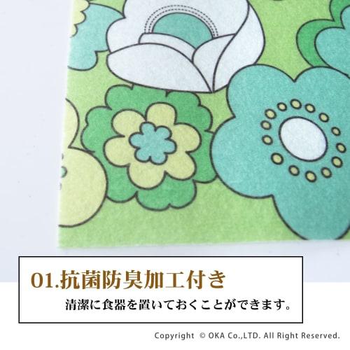 OKA Luance Cupboard Sheet, Approx. 30cm x 120cm, Green (Protection, Storage, Retro Showa Era Floral Pattern)