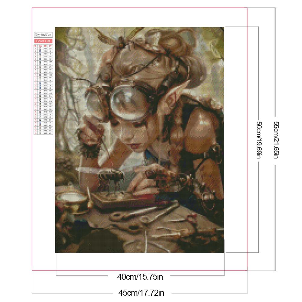 5D DIY Full Square Drill Diamond Painting Mechanical Girl Kit Home Decor 45x55cm