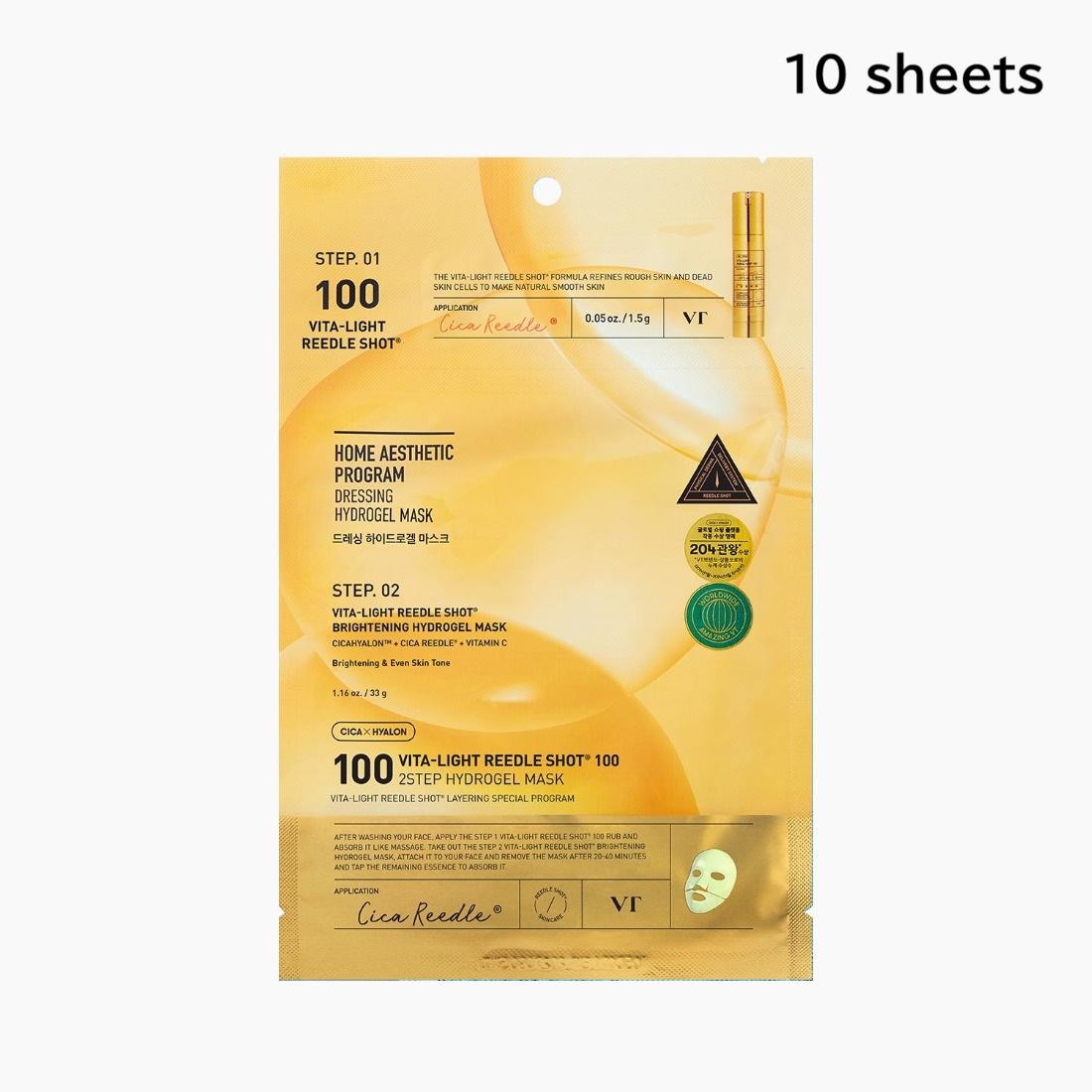 VT Cosmetics Vita-Light Reedle Shot 100 2-Step Hydrogel Mask Brightening & Skin Texture Care 10 Sheets