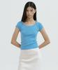 LUCIR ZU Boatneck Bolero Knit Top (Sky Blue)