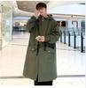 Spring Autumn Windbreaker Fashion Men Mid-length Casual Hooded Coat Men Daily High Street Overcoat Male Clothes