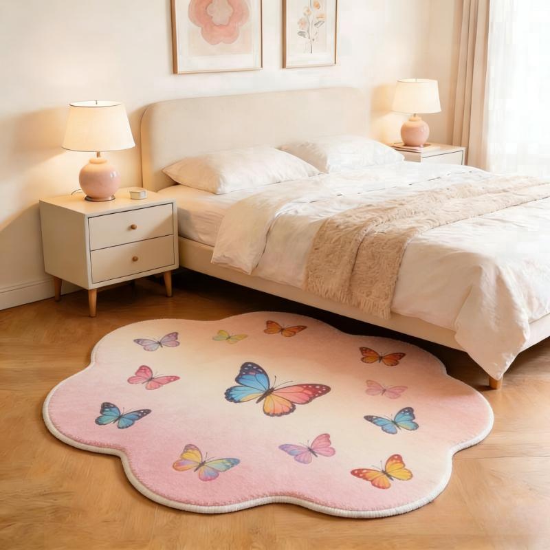 Bunte Blumenteppiche für das Wohnzimmer Flauschig Weicher Schlafzimmer Dekor Teppich Unregelmäßige Form Nachttischteppich Zuhause Dicke Plüsch Bodenmatte