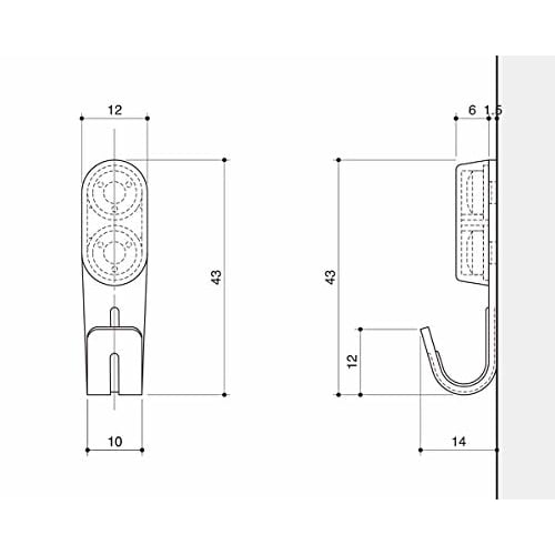 32527 Wide L-Shaped Pin Hook, White, Pack of 2, 00032527-001