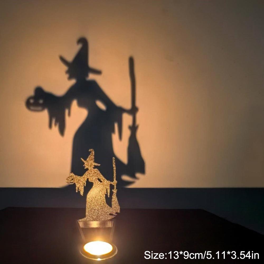 Halloween Candlestick Decoration Set,Pumpkin Skull Ornament,Pumpkin Candle Reflection Candlestick,Indoor Home Party Decoration