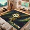 Green Bay Packers Personalized Crystal Velvet Carpet, Customized Name Text Soft Anti‑Slip Rug for Living Room Bedroom
