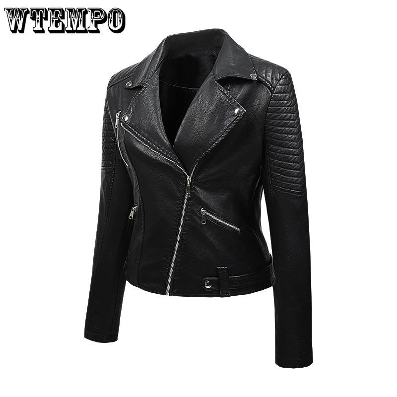 Pu Leather Jacket Female Short Collar Jacket Spring Korean Slim Biker Leather Jacket