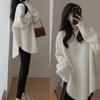 Women's Mid-Length European-Style Raccoon Fur Pullover Sweater for Autumn/Winter 2026 - Japanese Retro Split Knitwear