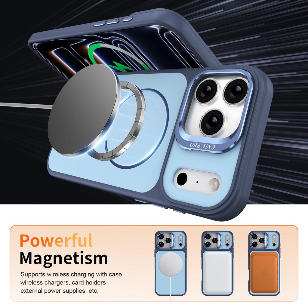 Applicable To IPhone17Pro Contrasting Color Skin Feeling Mobile Phone Case Apple 16 Lens Holder Case 15 Magnetic Charging Anti-drop
