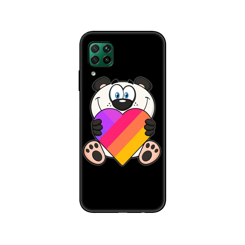 Black tpu Case For Huawei P30 Lite P30 Pro P40 Case For Huawei P40 LITE E P Smart Case Cover fashion Likee cat bear love heart
