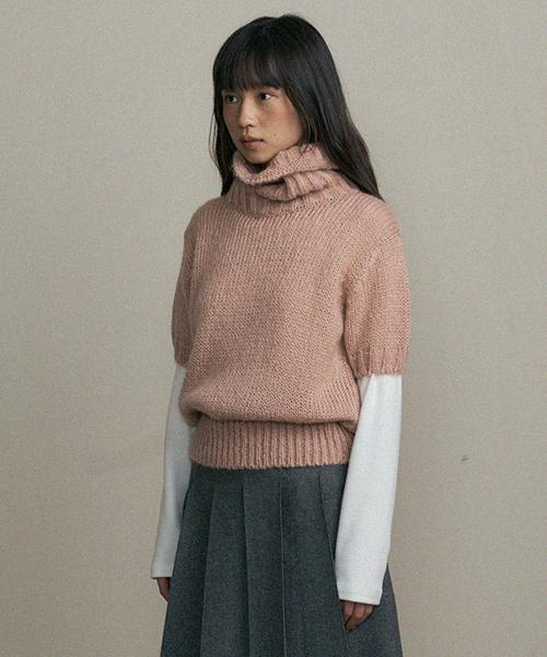 Lingseoul Mohair Turtleneck Knit -Pink