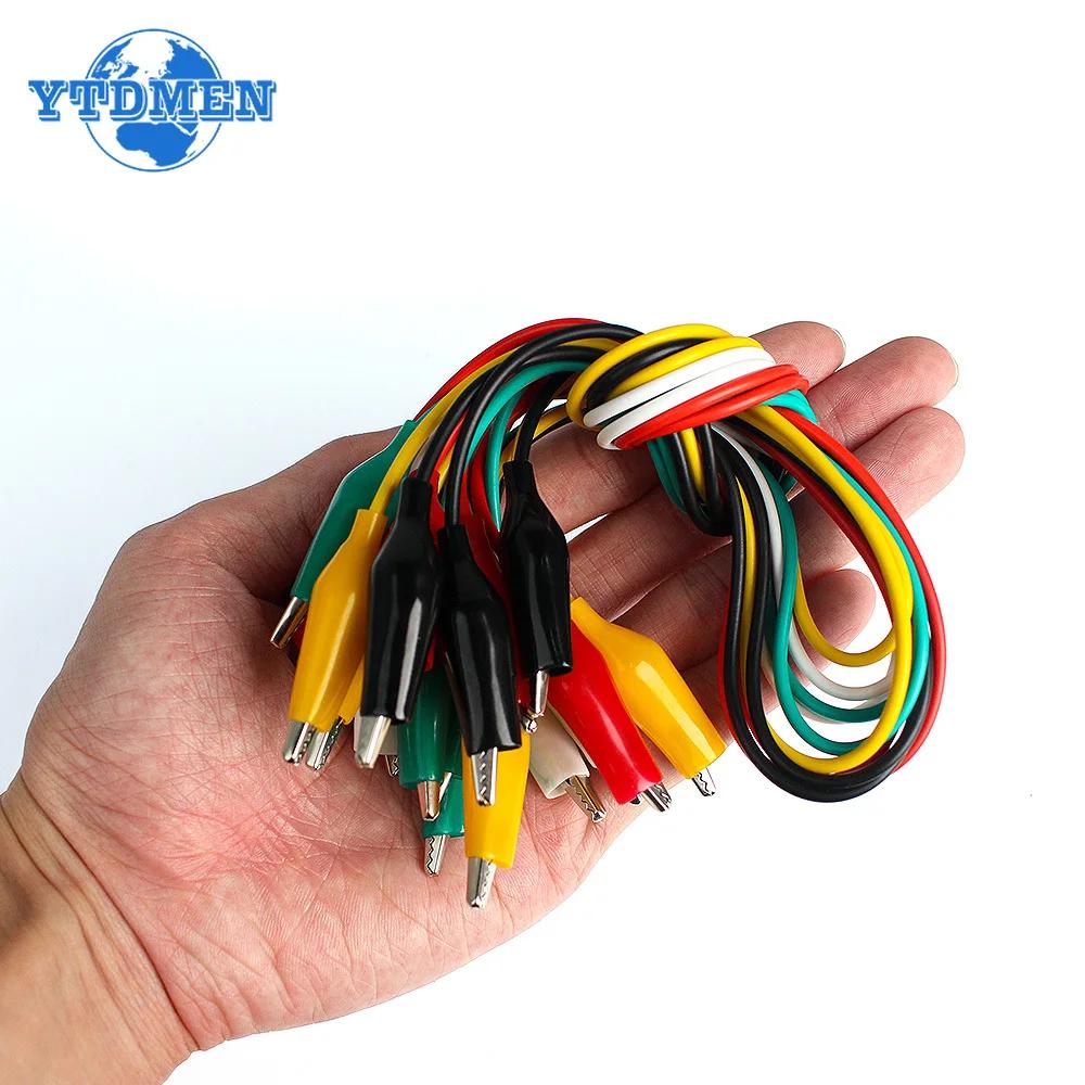 1Set/10pcs Alligator Clips Electrical Test Leads Clip 35mm 5 Colors X2pcs Double-ended Crocodile Power Clip Kit DIY