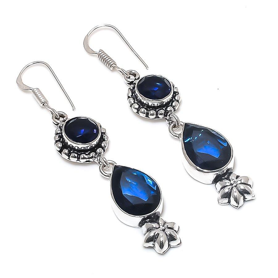 

Лондонский голубой топаз драгоценный камень 925 стерлинговое серебро серьга 2,44