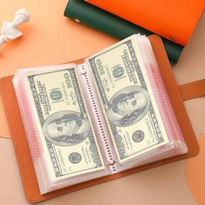 PU Leather Photo Money Card Holder Anti-fouling Snap Closure 50 Inner Pages for Student Meal Card Storage Daily Photo Keeping