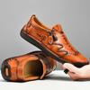 Men's Spring & Autumn Slip-On Fashionable Zipper Leather Loafers - Toe Design, Casual, Handmade, Large Sizes Available