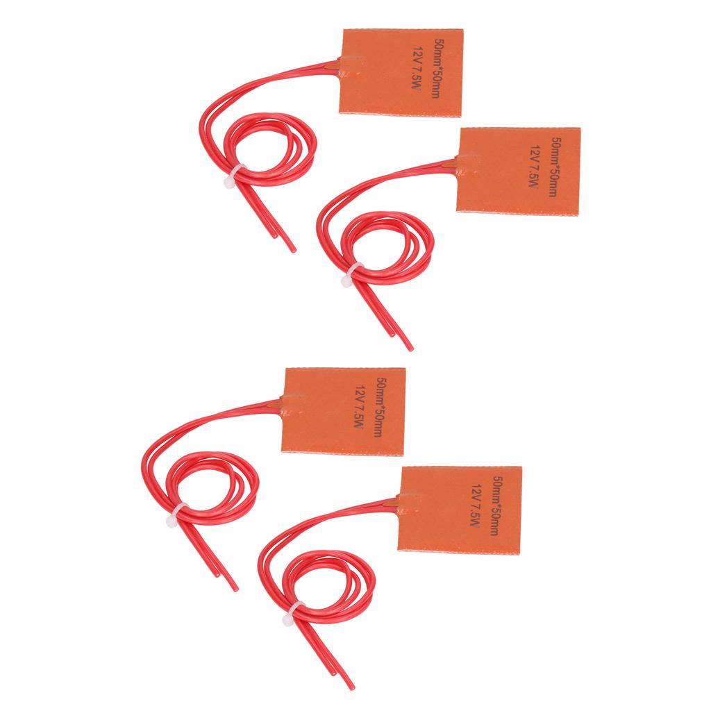 4 st Värmematta Silikonvärmedyna Värmare 12V 7.5W 120 till 150 celsius 50x50mm för Rörledning Fat