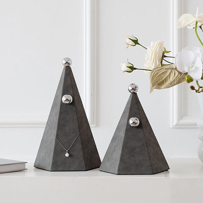 Conical Inlaid Ball Leather Geometric Ornaments Model Room Sales Office B&B Living Room Desktop Modern Light Luxury Soft Decorations