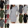 Womens Hooded Mini Dress Casual Long Sleeve Sweatshirt Jumper Slim Fit With Pockets