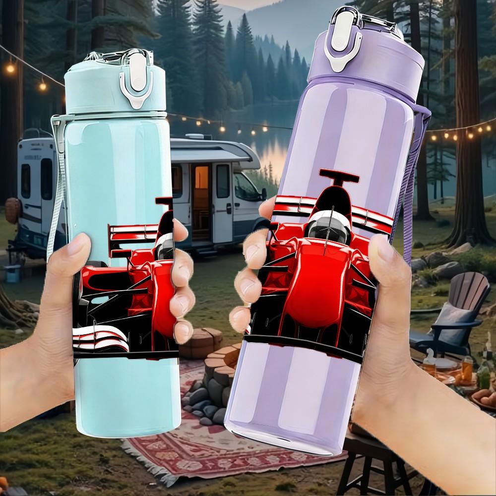 1 PZ Auto da Corsa F1 Rossa Arte 750ml Plastica Colorata Borraccia Sportiva Tappo con Cannuccia a Flip Ermetico Adatta per Sport Ufficio Uso Domestico