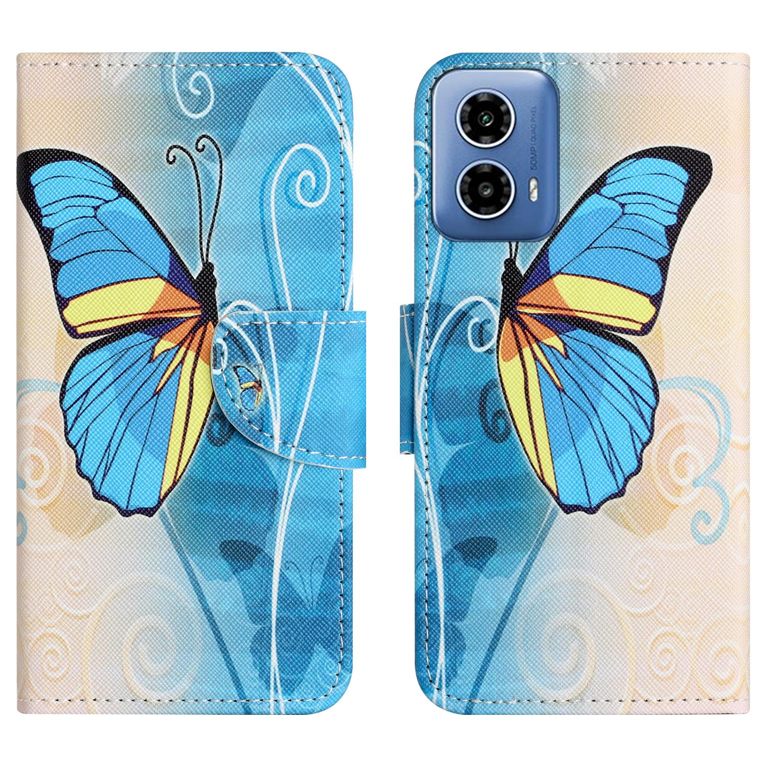 

For Motorola Moto E14 4G/G04 4G/G04s 4G/G24 4G Wallet Case Pattern Printing PU Leather Phone Cover Butterfly
