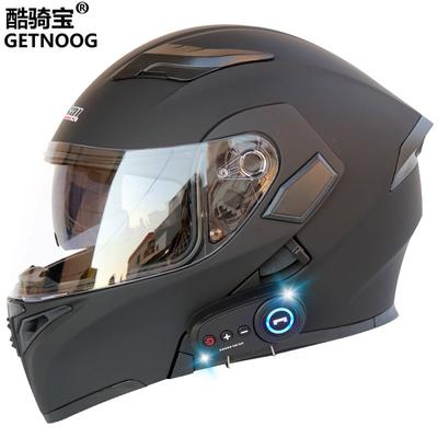 Kuqibao + cască de motocicletă electrică Bluetooth + cască cu lentile duble cu clapetă Cască integrală + cască de motocicletă + cu FM