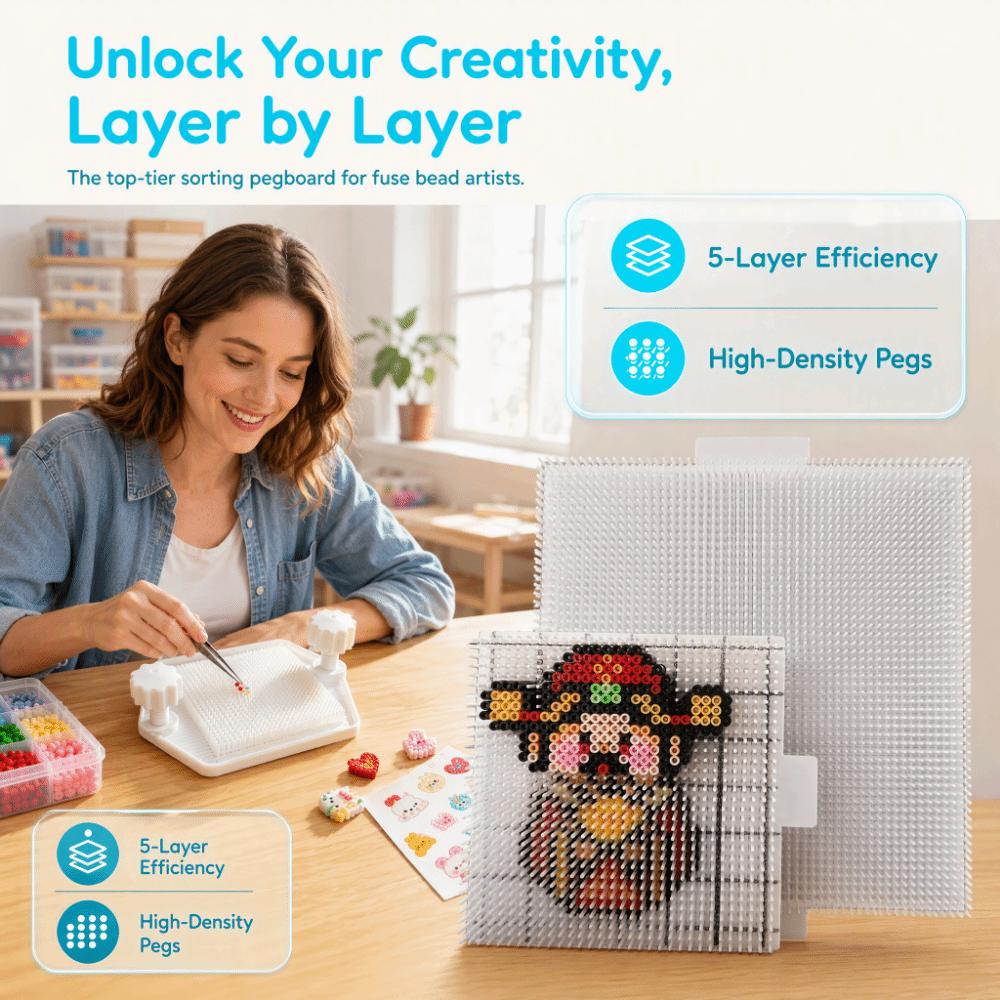 5-layer Multi-layer Beanboard DIY Craft Meltable Beads Boards Fuse Beads Pegboard  Craft Beads